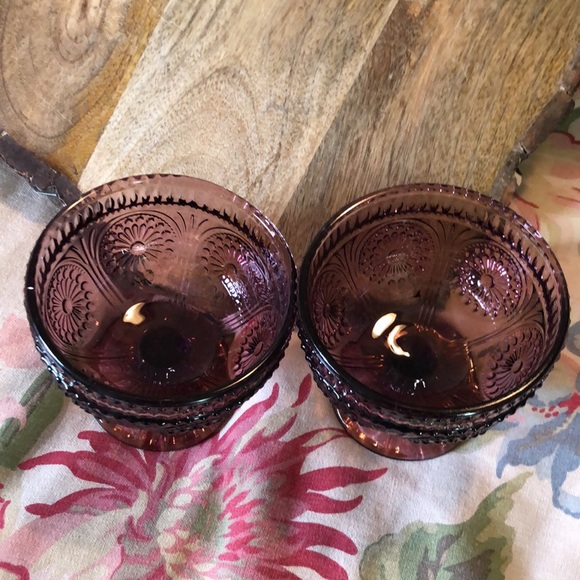 THE PIONEER WOMAN Set-of-2 Adeline Plum Glass Textured Old-Fashioned Sundae NEW - Picture 4 of 17